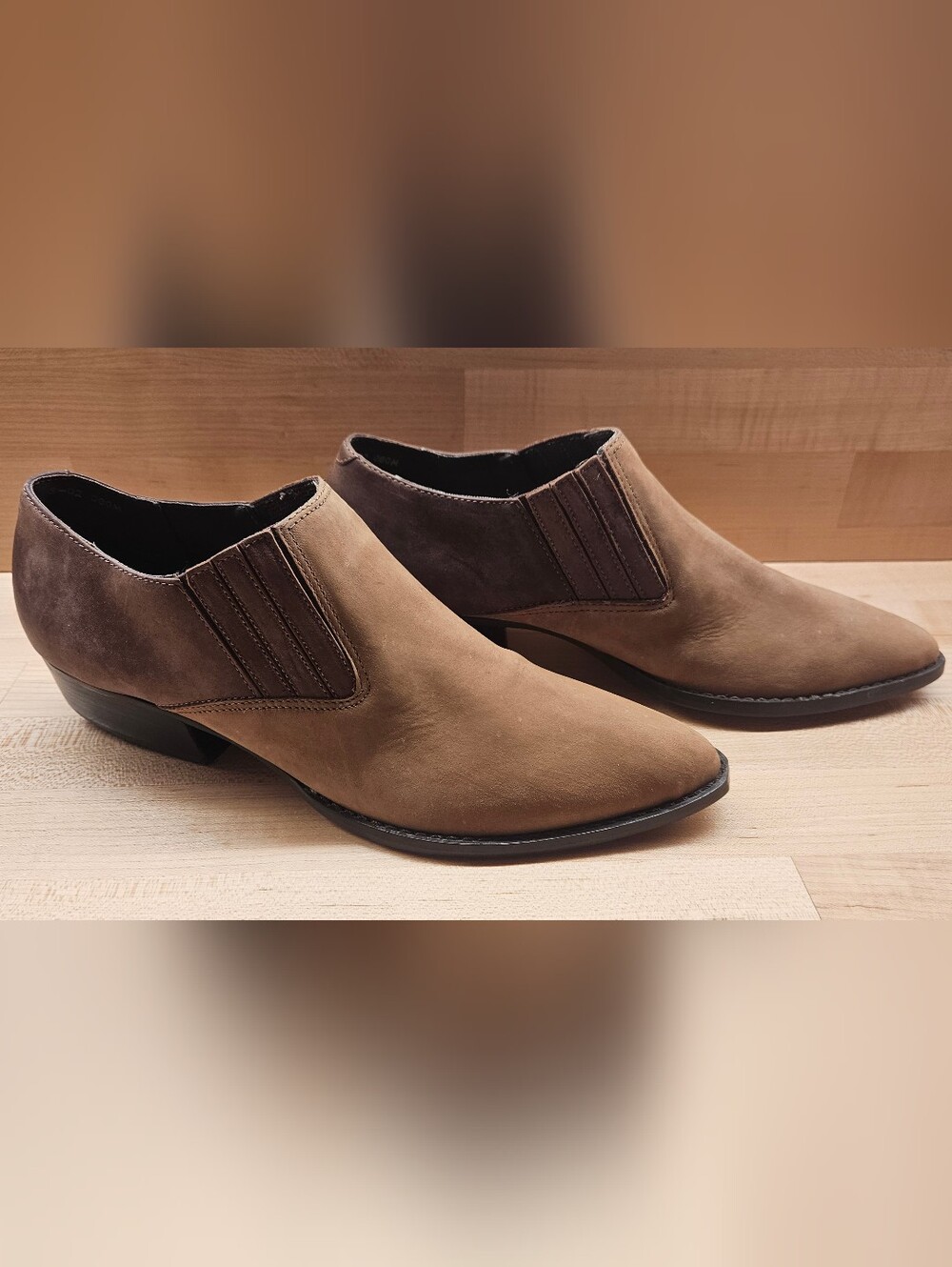 Vintage Suede Leather Western Ankle Boots